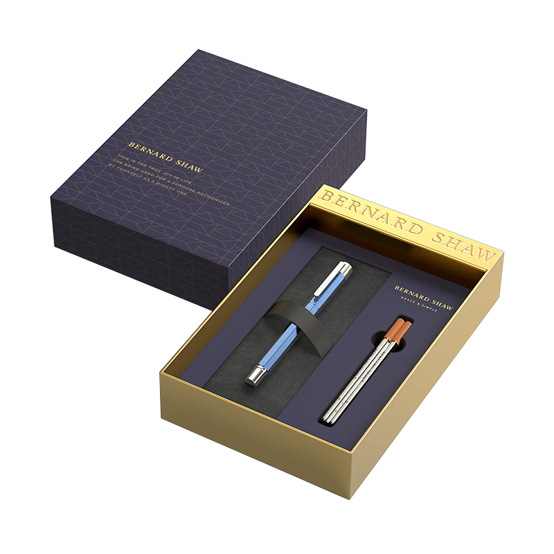 Bernard Shaw Mid-Autumn Festival And National Day Gift Ballpoint Pen, High-End Luxury [Sprite] Cape Misty Blue Ultimate Refill Gift Box Set, Premium Business Office Signing Pen Gift