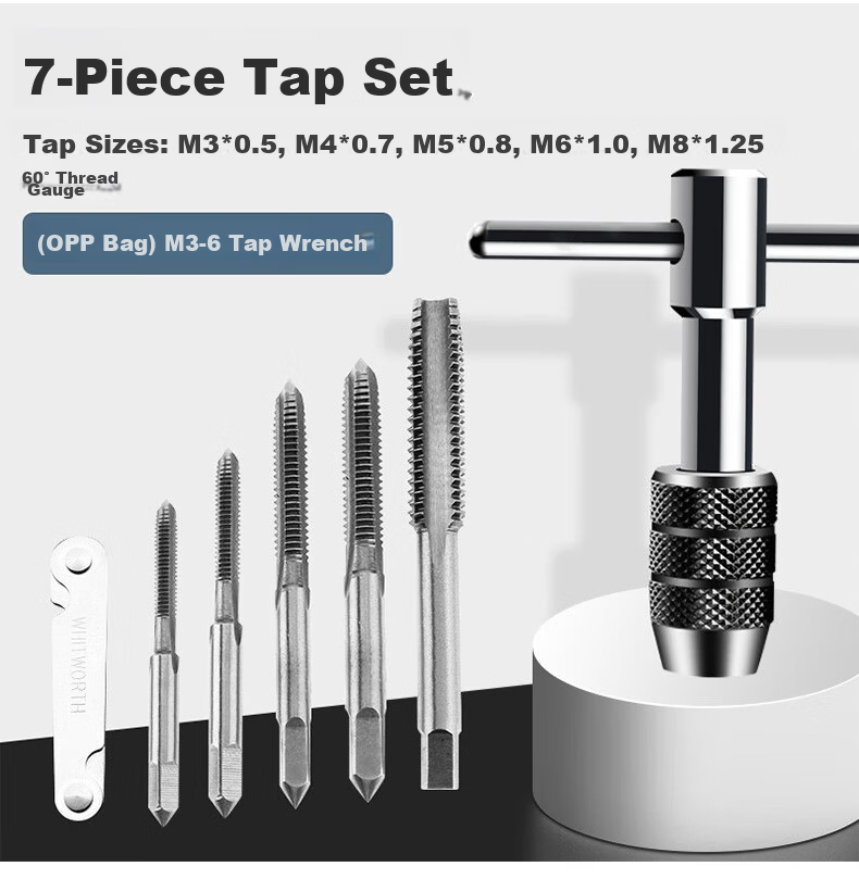Paola Manual T-Handle Tap Wrench M3-6 Threading Die Wrench M3-12 + Tap and Die 10-Piece Set 1618 13
