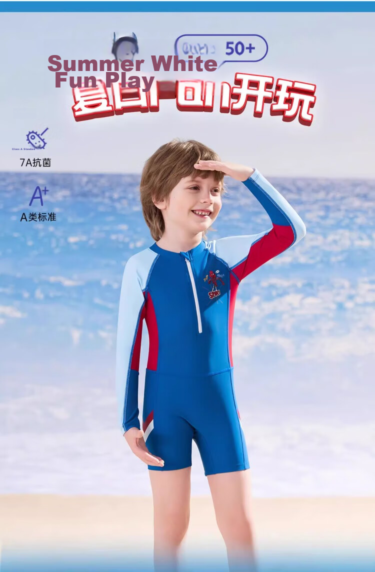 Disney Boys' Long Sleeve One-Piece Swimwear Sun Protection A-Class Navy Blue Size 120 D35358 1