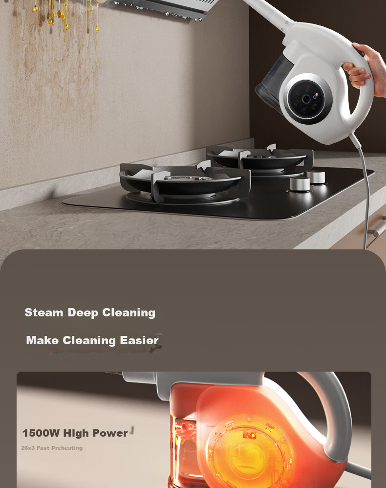 Supor Steam Cleaner [6-Speed Intelligent Mode] Multifunctional High-Pressure Washer Vacuum and Wash Integrated Air Conditioner Kitchen Range Hood Whole House Cleaning EMC-S200 2