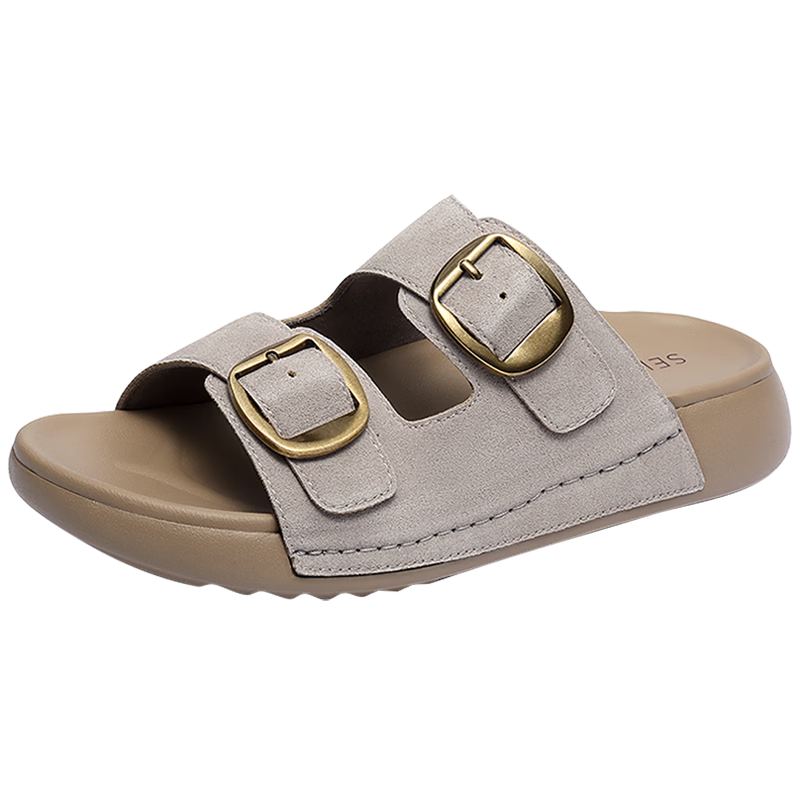 Senda Birkenstock Women's 2026 Summer New Mall Thick Sole Outdoor Slippers XYU01BT6 Brown Size 37