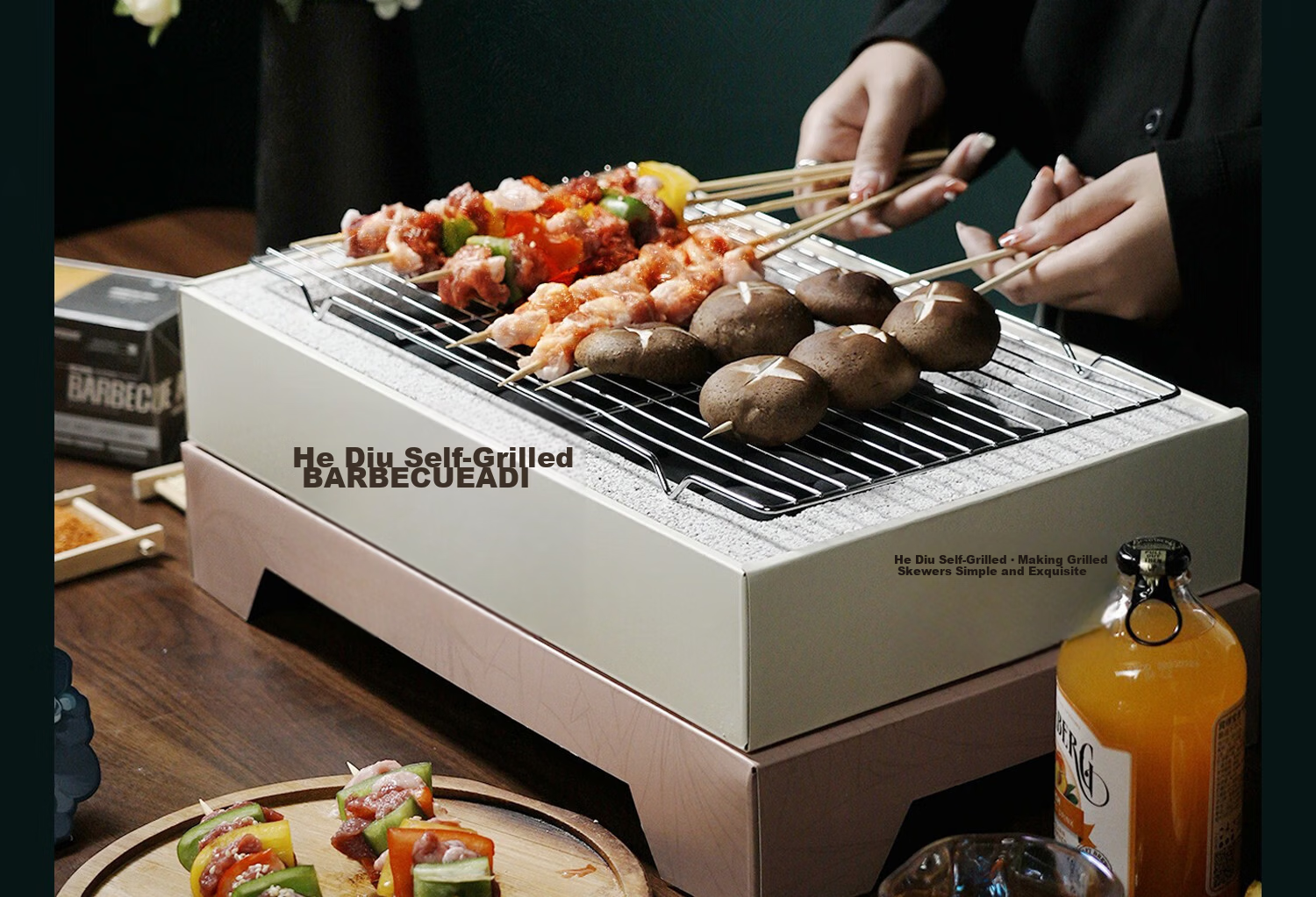 A Diu Self-Grilling BBQ Grill with Charcoal Camping Outdoor Disposable Patio Grill 12