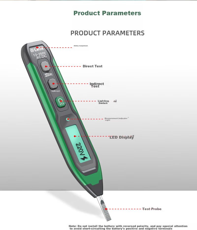 LAOA LA514101 Non-Contact Voltage Tester Pen Inductive Electric Test Pen for Live and Neutral Wire Breakpoint Detection 14