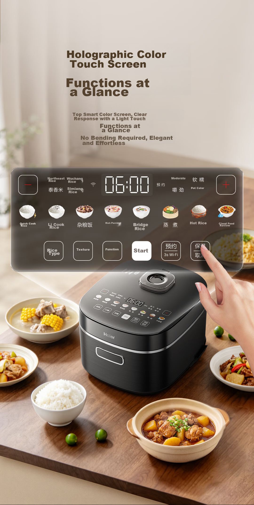 Haier Fashion Rice Cooker with Titanium 0 Coating IH 3D Heating Stainless Steel Smart WiFi Control 4L for 4-5 People HRC-I44YGU1 21