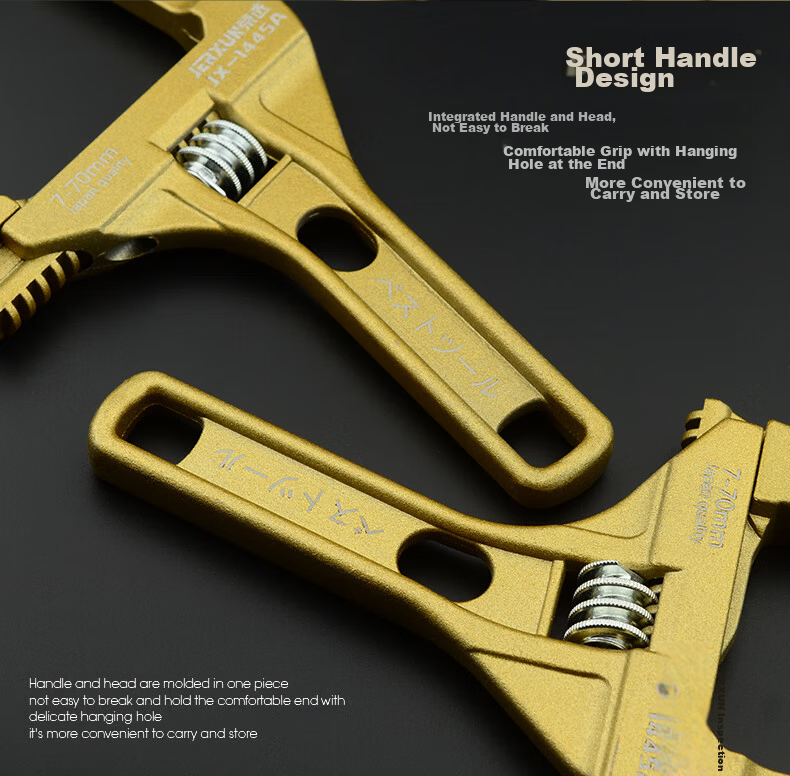 JERXUN Bathroom Wrench Short Handle Large Open Adjustable Pipe Wrench Multifunctional Plumbing Repair Tool 8