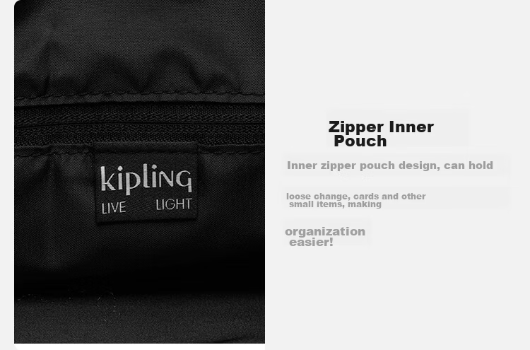 Kipling Large Capacity Lightweight Shoulder Bag Fashion Trendy Tote COLISSA Black and White Monogram Print Birthday Gift 8