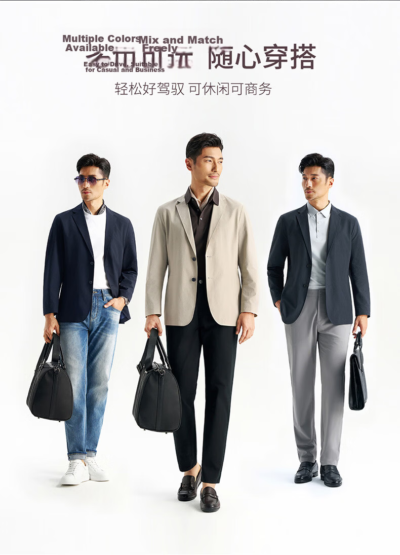 Shirt Lao Luo [Xinyue No.1] Machine Washable Bark Texture Wrinkle-Resistant Portable Business Travel Suit Jacket Single 251B0S513N 6