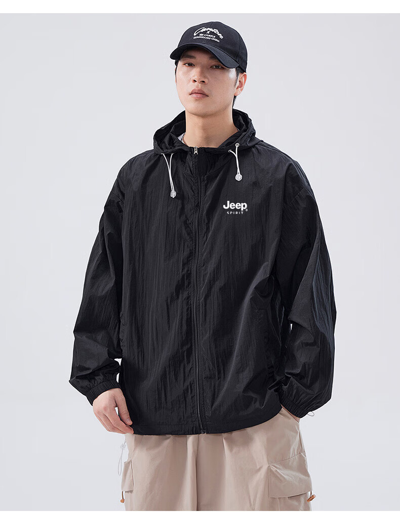 JEEP SPIRIT Men's Summer New Ice Silk Lightweight Sun Protection Jacket Large Size Men's Clothing Coat ZH7777 Cement Gray 3XL 25
