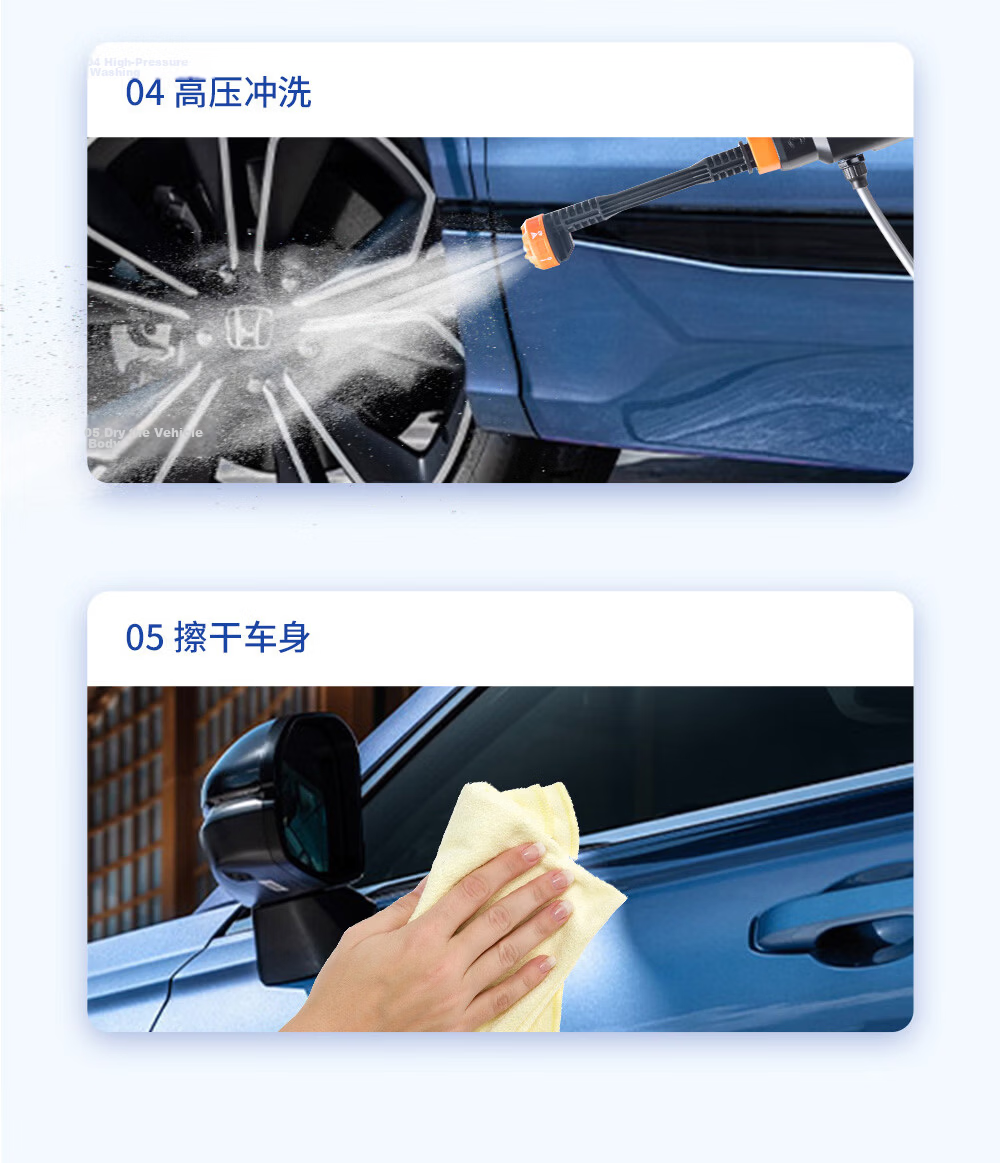 HONDA Wireless Car Washer High-Pressure Water Gun Home Use Powerful Rechargeable Lithium Battery Booster 16