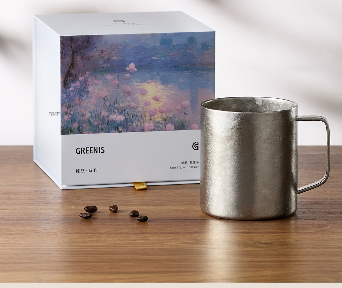 GREENIS Pure Titanium Mug, Coffee Cup, Titanium Cup, Water Cup, Office High-Value Couple Mugs, Birthday Gift for Teachers 6