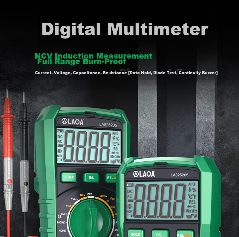 LAOA LA824801 Ultra-Thin Smart Anti-Burn Multimeter NCV Smart Induction 6000 Count Digital Multimeter 1