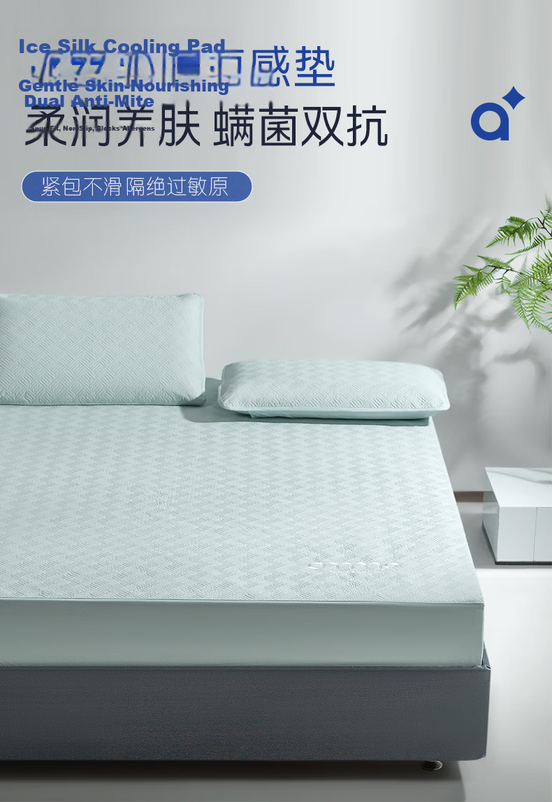 Anmino Anti-Mite Antibacterial Cooling Mat, Ice Silk Mat, Summer Cooling Pad, Class A Machine Washable 1