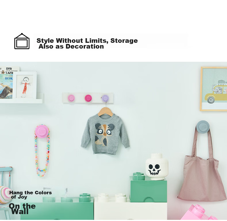 LEGO® 3-Stud Wall Mount Rack Clothing Hook Bedroom Fashion Home Accessories 5