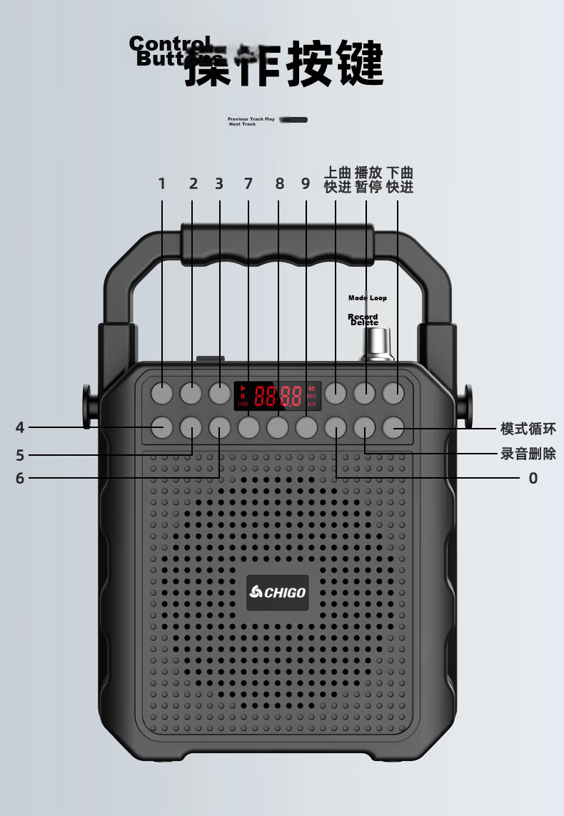 CHIGO Wireless Bluetooth Speaker Portable Handheld Small Home Radio Outdoor Loudspeaker Multifunctional Amplifier for Collection Meeting Teaching Stall Store Promotion 14