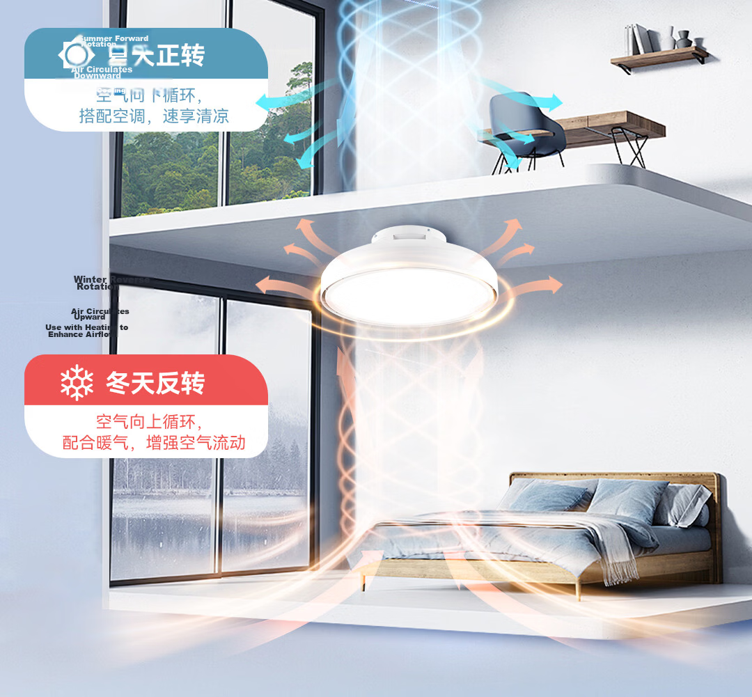 Yeelight E-Lai Bladeless Fan Light DC Inverter Smart LED Ceiling Fan Light for Dining Room Bedroom Living Room L5 10