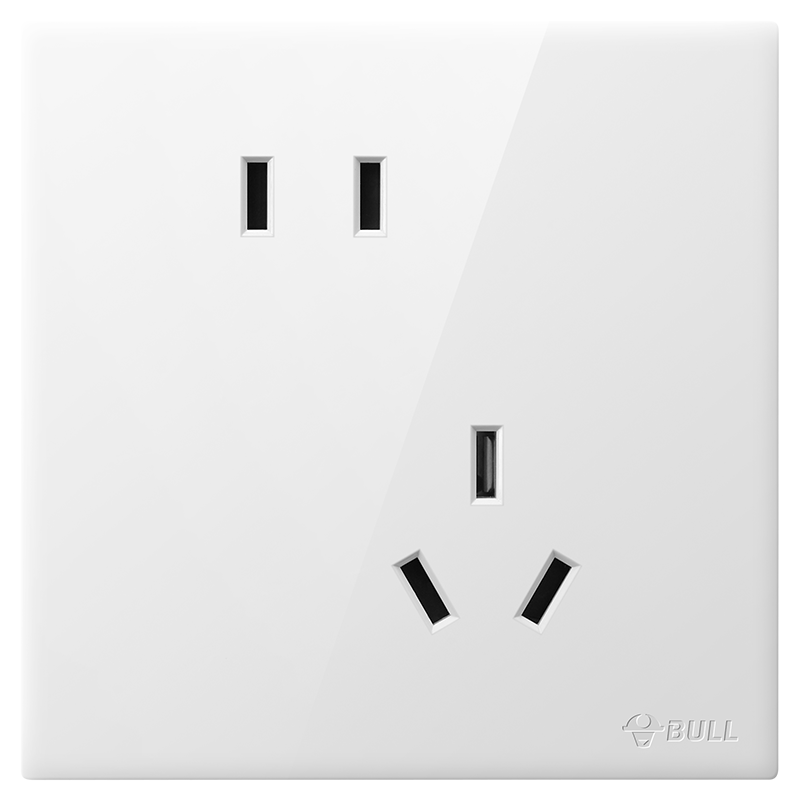 BULL Switch Socket G60 Five-Hole Socket USB + Type-C 30W Fast Charging Ultra-Thin Panel G60E537 Glossy White