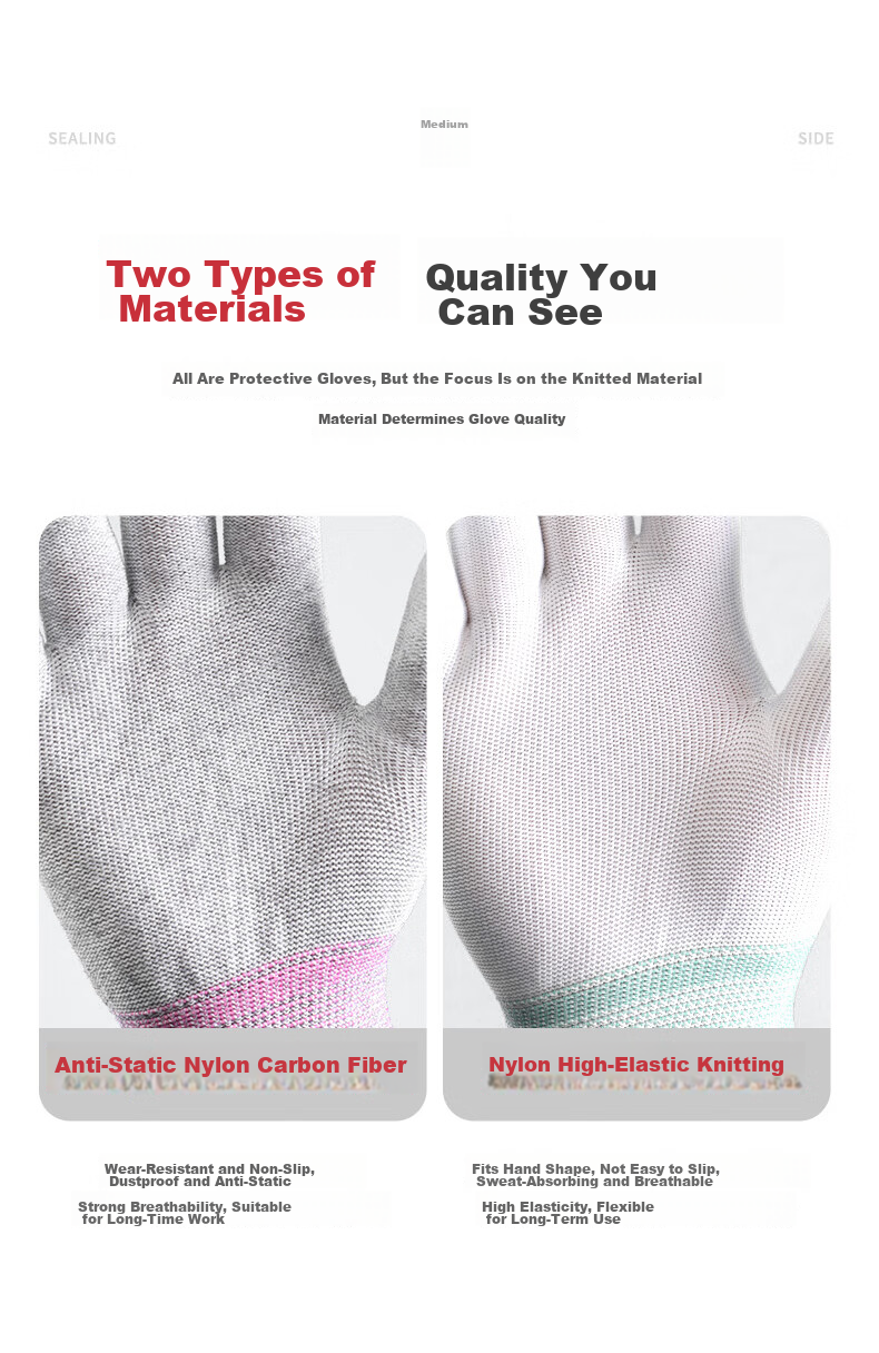 Caiyile Carbon Fiber PU Coated Anti-Static Work Gloves Gray Size L 10 Pairs/Pack 03054 8