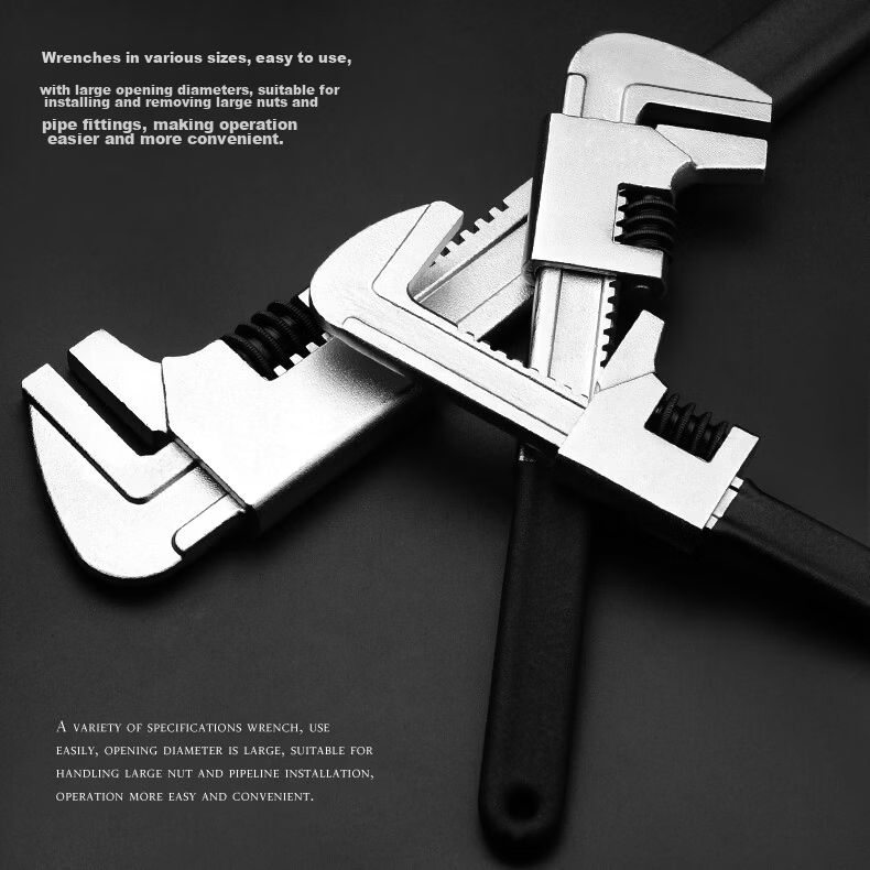 JERXUN Large Opening Adjustable Wrench Multi-Functional Pipe Wrench Water Pump Pliers Repair Tool 10