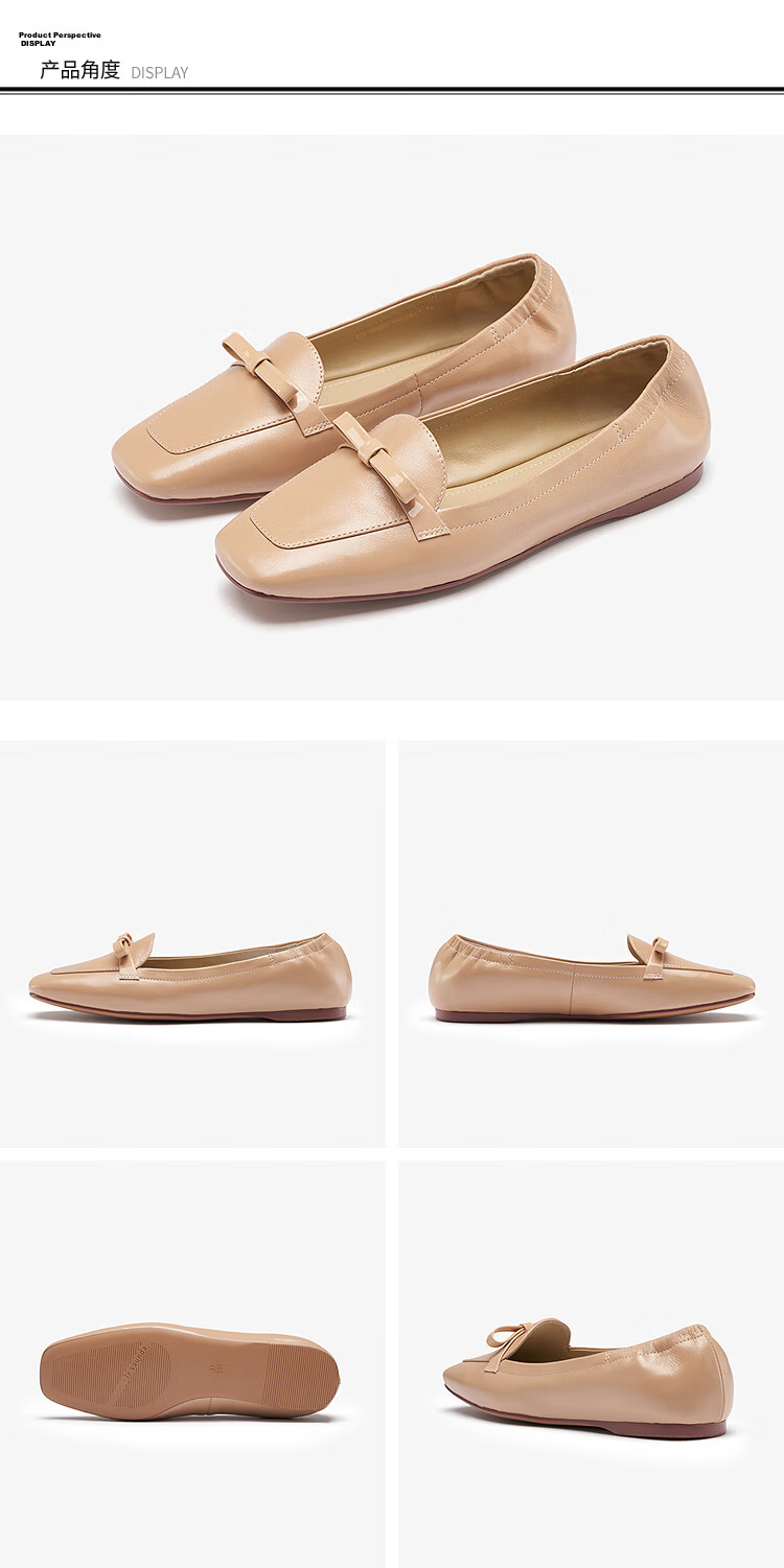 Laird Spring Summer Flat Ballet Shoes Commuter Versatile Loafers Women 6M06804 Cream White OWK 37 9
