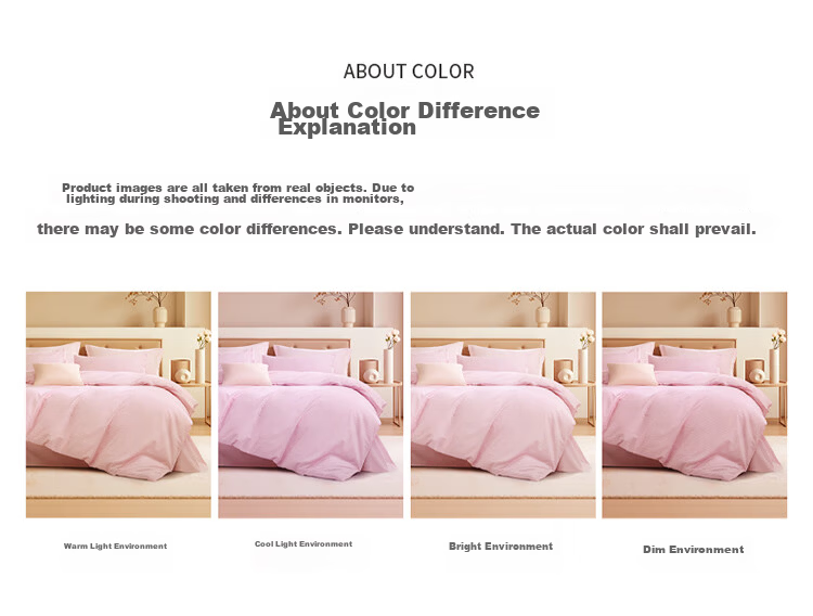 Fuanna Bedding Set 4-Piece Pure Cotton Double-Sided Brushed Thickened Warm Sheet Duvet Cover Single/Double 203x229cm Pink 8