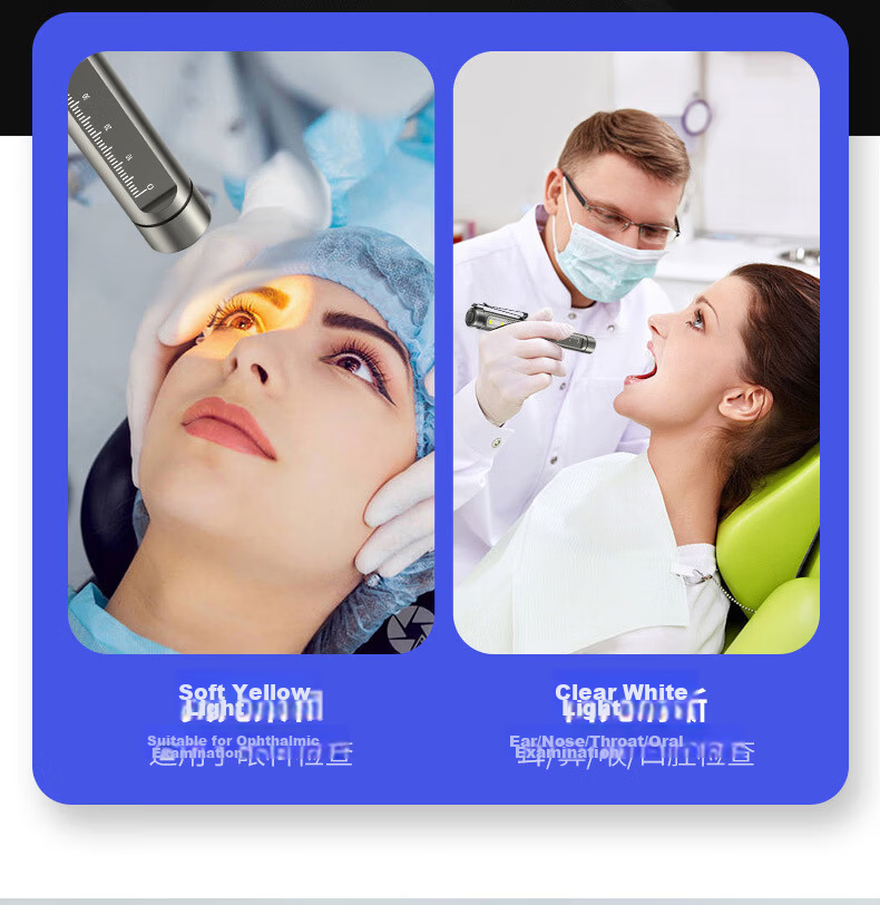 Cavalry005 Dual-Light Source Rechargeable Penlight Medical Mini Oral Ophthalmic Pupil Light Nurse Rounds Torch 4
