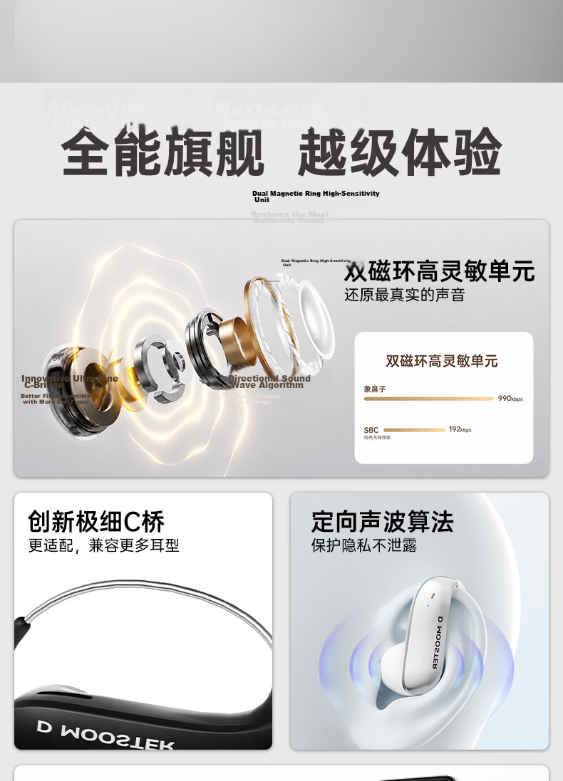 Elephant Trunk [2026 Latest AI Translation] Modou Invisible Wear Monster Clip-on Bluetooth Earphones In-ear Free Noise Cancelling Call Compatible with Apple Android D78 Black 2