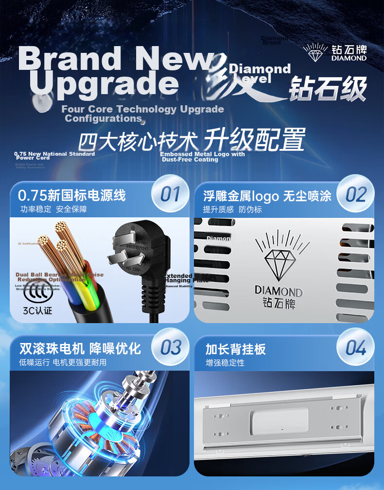 Diamond Brand Air Curtain Commercial Air Door Industrial Air Fan Wall-Mounted 1.5m Button Model FM3015-G 4