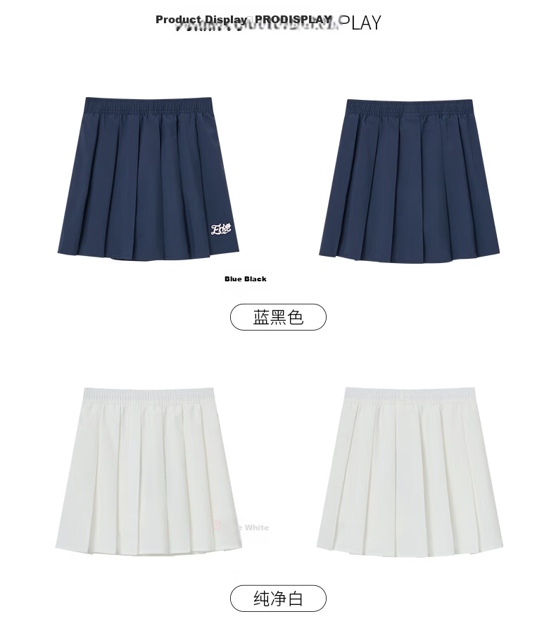 ERKE Kids Girls Summer Skirt with Built-in Safety Shorts Pleated Skirt Pure White 150 14