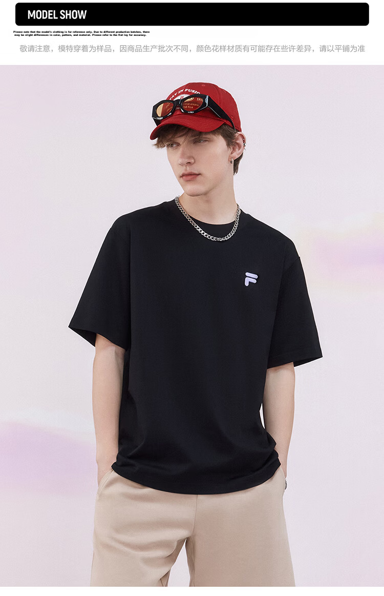 FILA FUSION Fashion Casual Couple's Knit Short Sleeve Summer Cotton T-Shirt 5