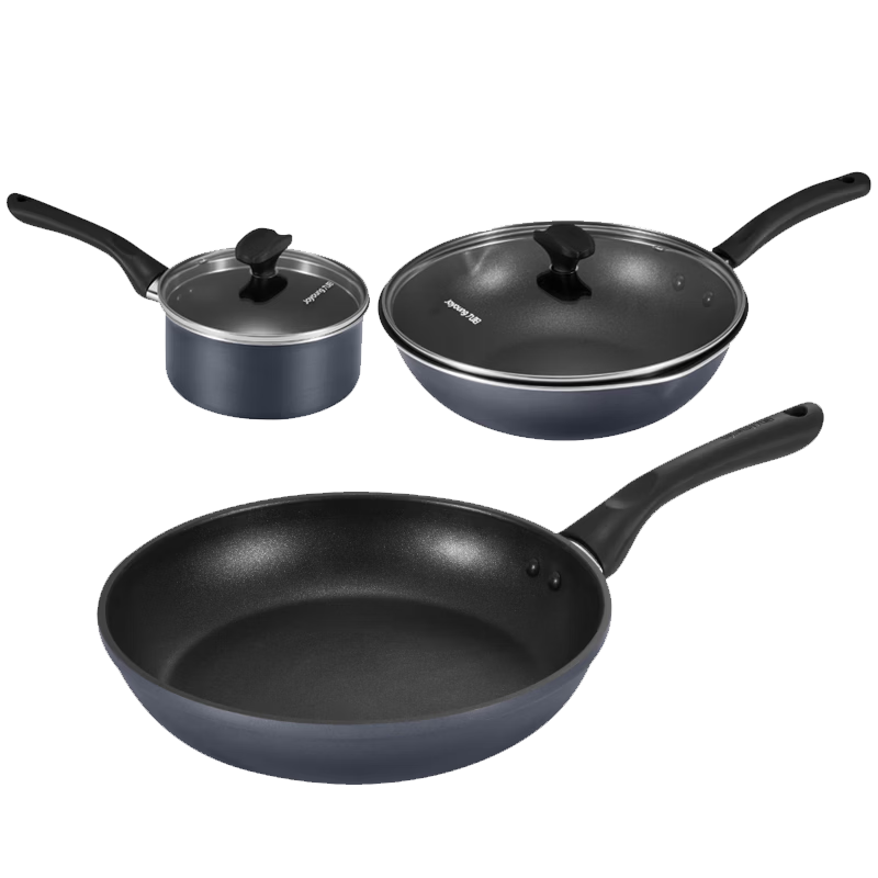 Joyoung Cookware Set 3-Piece Non-Stick Frying Pan Wok Soup Pot Milk Pot Compatible with Induction and Gas Stoves