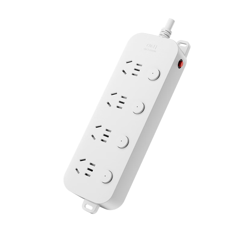 Deli 3C Certified National Standard Safe Power Strip, Extension Cord with Individual Switches, 4 Outlets, 1.8 Meters, LU9053