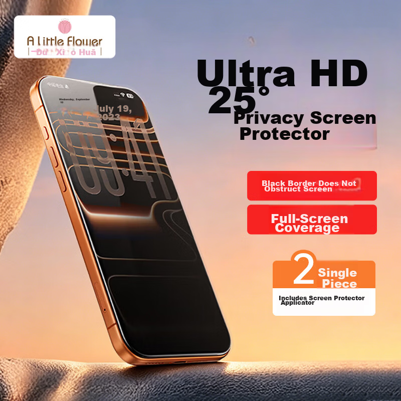 ALittleFlower [Hot Sale 600K+ 25° Privacy Screen Protector] Compatible with iPhone 17 Pro Max Tempered Glass Privacy Film Anti-Peeping Protective Anti-Drop Screen Protector