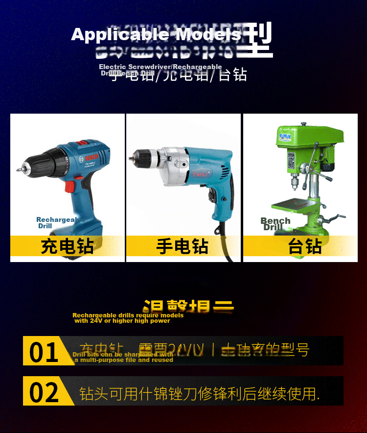 Yanran Woodworking Tri-Point Drill Bit Hole Opener Screw Drill for Wood and Plastic 12mm 1pc 3