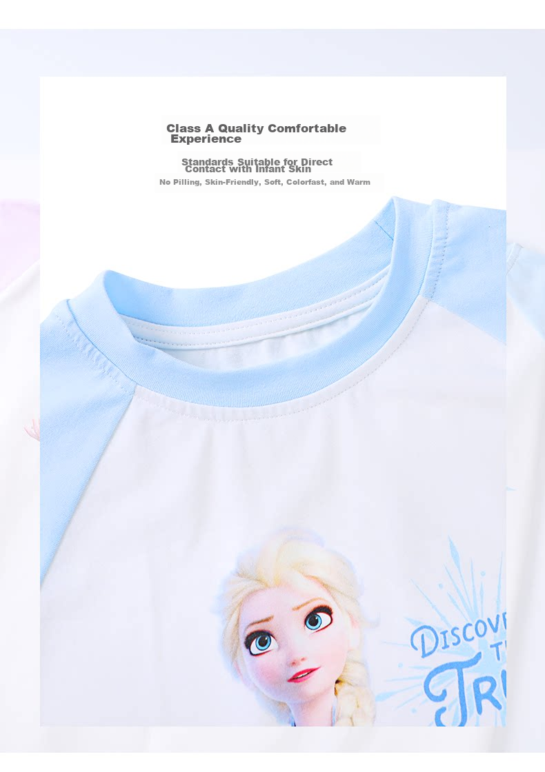 Disney Elsa Girls Summer Outfit 2026 New Children's Two-Piece Sportswear Set 3