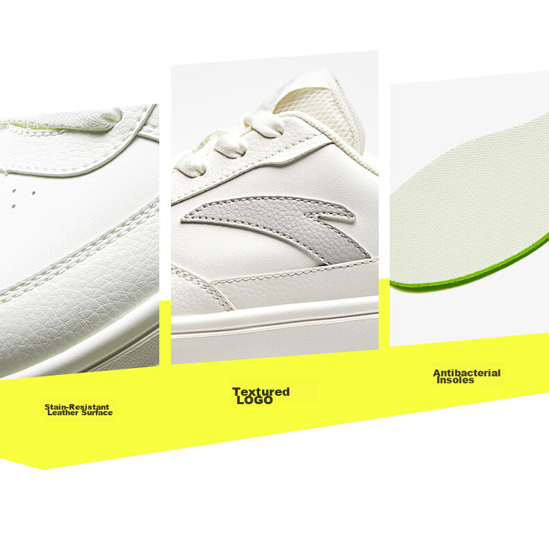 Anta Light Run V2 Classic Leather Panel Men's Soft Sole Comfortable White Sports Shoes 3