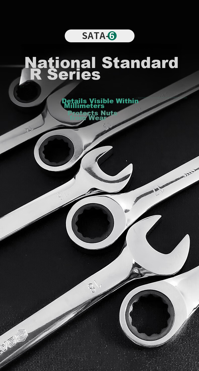 SATA Polished Dual-Use Quick-Release 13MM Open-End and Ratchet Wrench 43206 (Multiple Sizes Available) 11