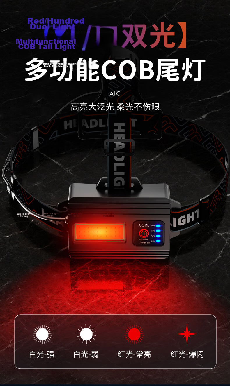 AIC Scorpion Headlamp High Brightness Long Battery Life Purple Light Scorpion Catching Outdoor Waterproof Rechargeable Sensor Lamp 10