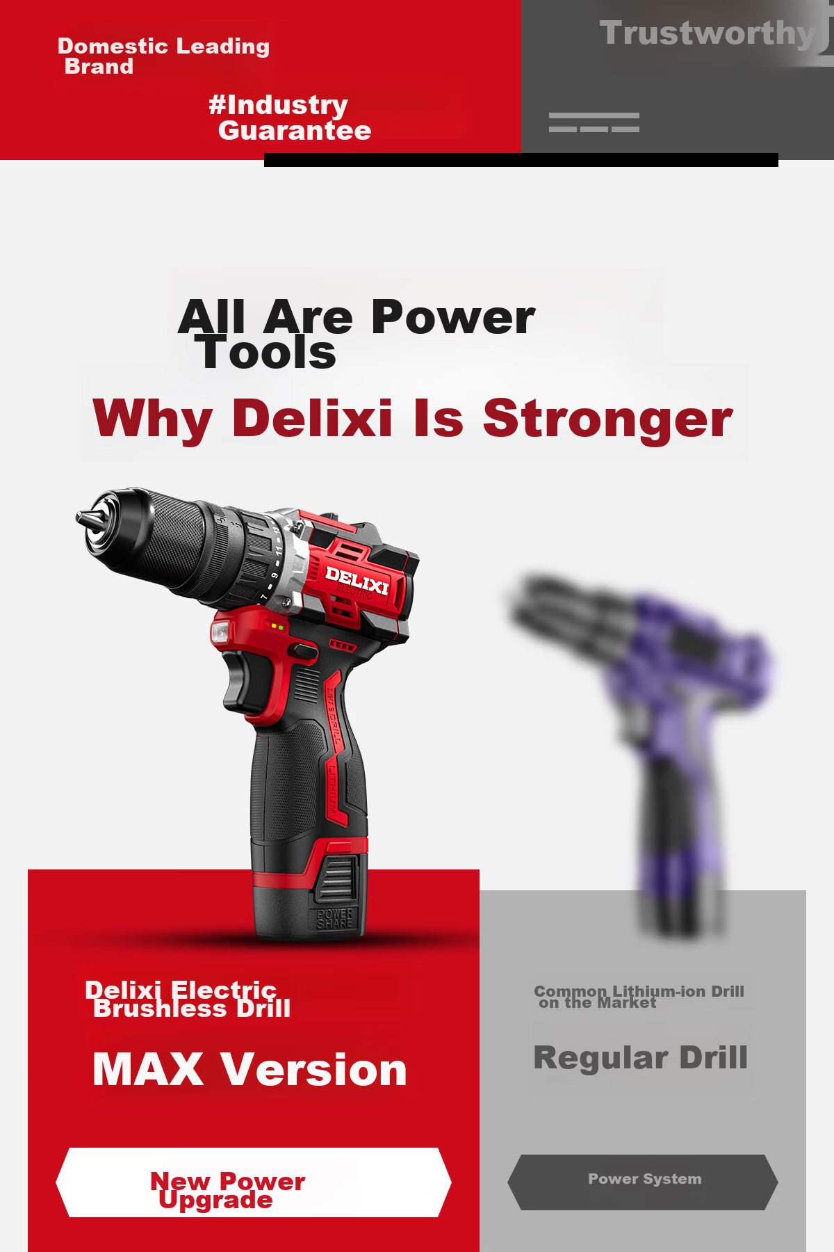 Delixi Electric Multifunctional 16.8V Brushless Lithium Battery Cordless Handheld Drill with Quick-Change Chuck and Toolbox 5