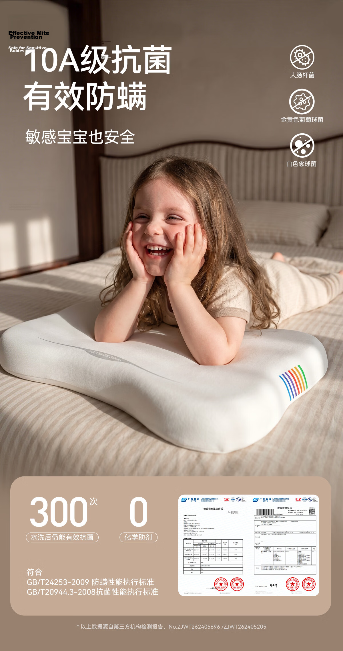 Bebebus Children's Pillow 9-12 Years Baby Butterfly Silicone Growth Pillow Infant Zoned Neck Support Breathable Washable 18