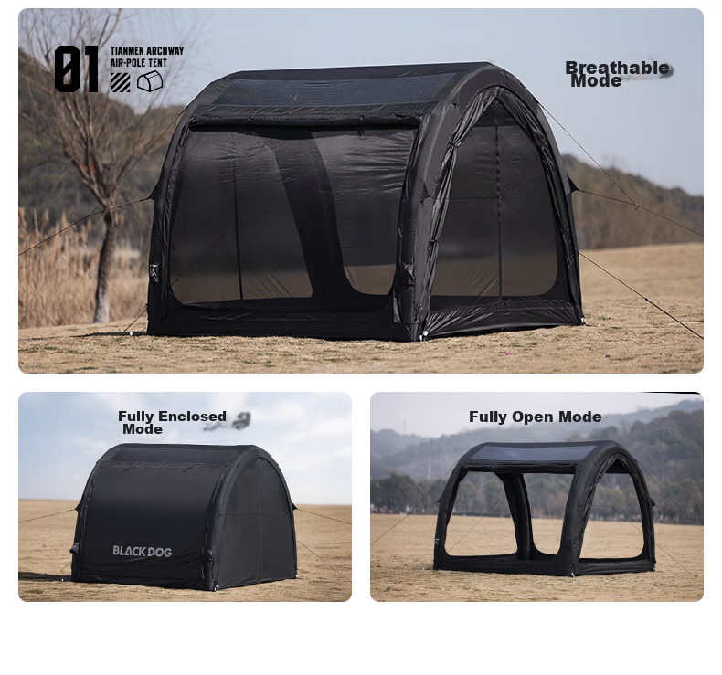 Black Dog Tianmen Inflatable Tunnel Tent Modular Black Coated Outdoor Camping Camp Tent 19