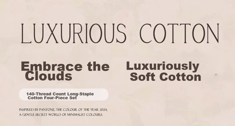 Fuanna 140-Thread Count Double-Ply Long-Staple Cotton Four-Piece Set Luxury Hotel Grade A Bedding Set for 1.8m Bed 1