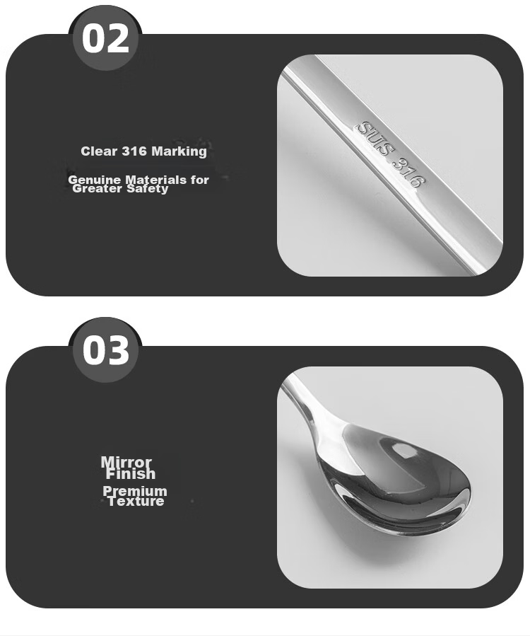 Banwu Life 316 Stainless Steel Feeding Spoon Baby Spoon Stirring Long Handle Children's Eating Training Spoon 16