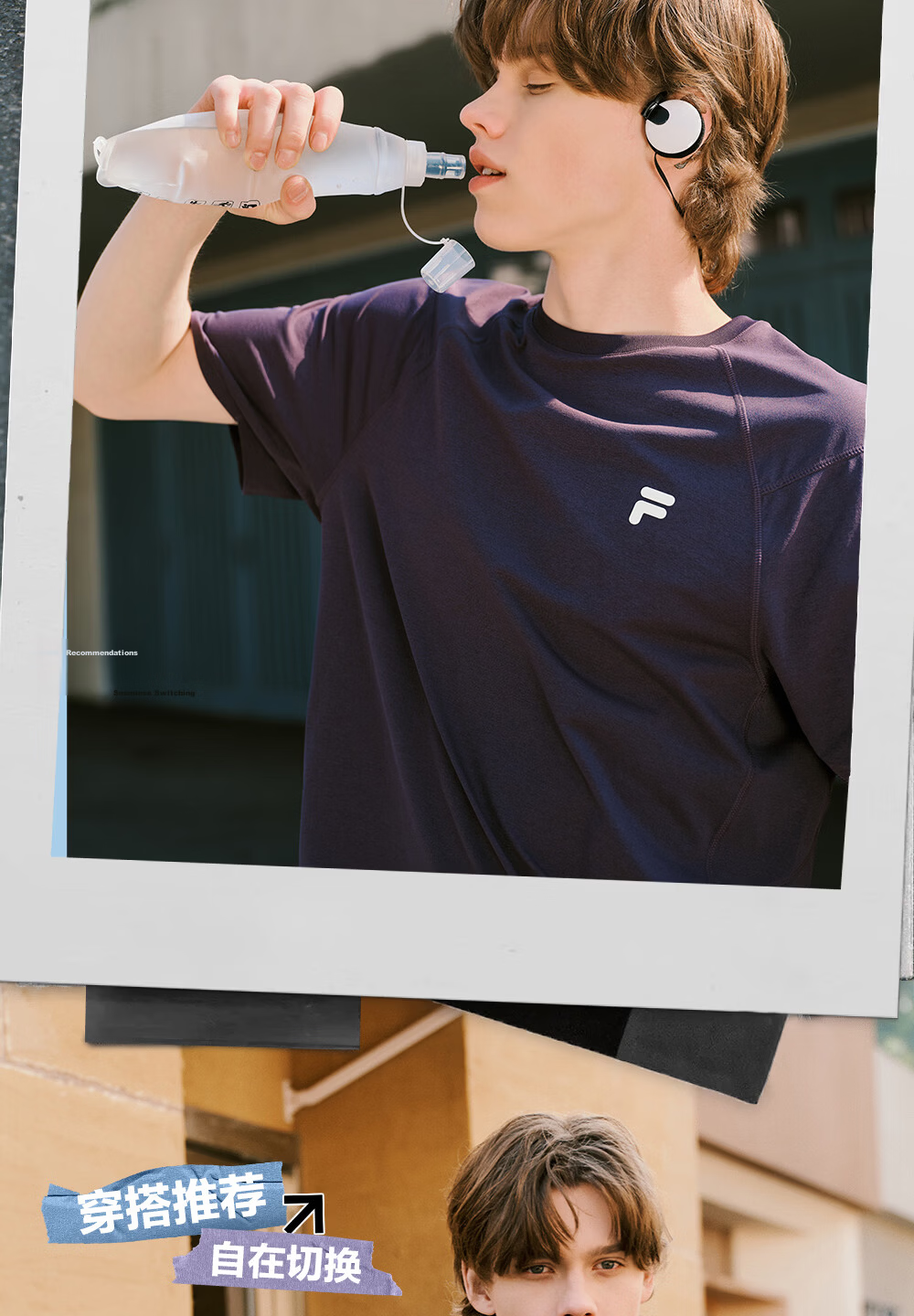 FILA Official Trendy Couple Knitted Dopamine Short Sleeve T-Shirt 26 Summer Quick-Dry Sports Tee 9