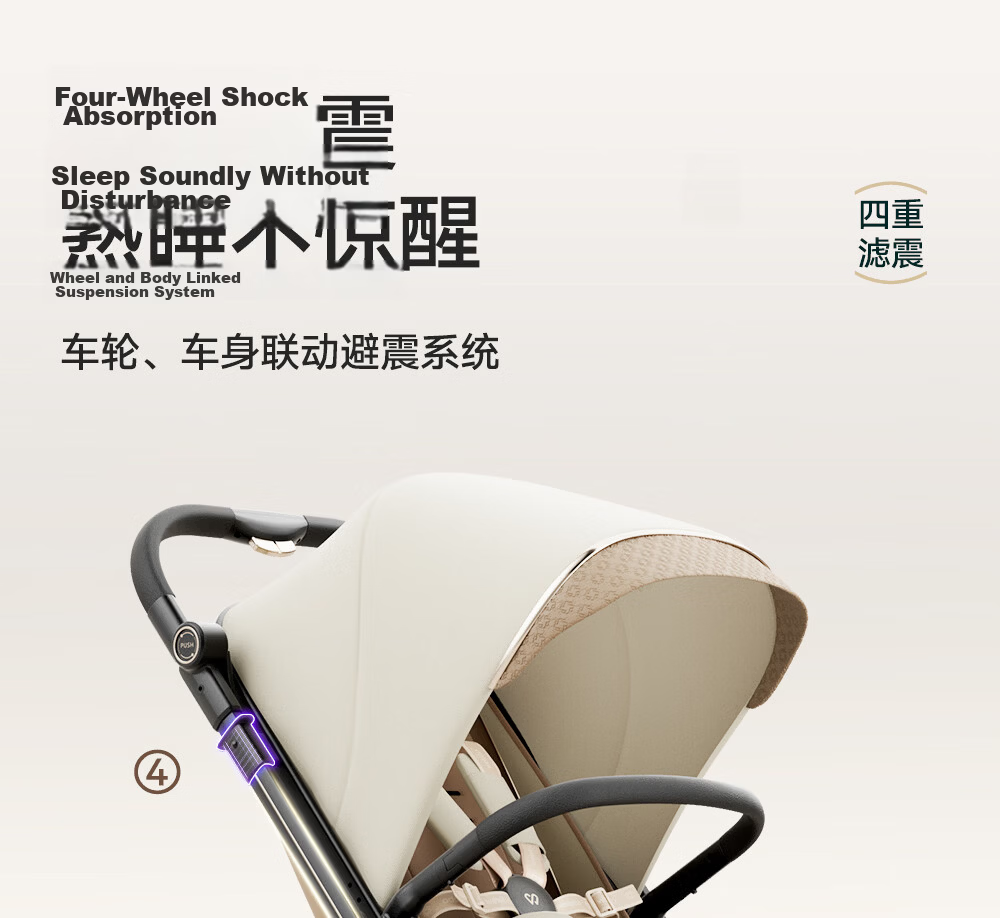 Welebao Baby Stroller Reversible Seat Recline 0-3 Years Lightweight Shockproof One-Key Folding High Landscape 20