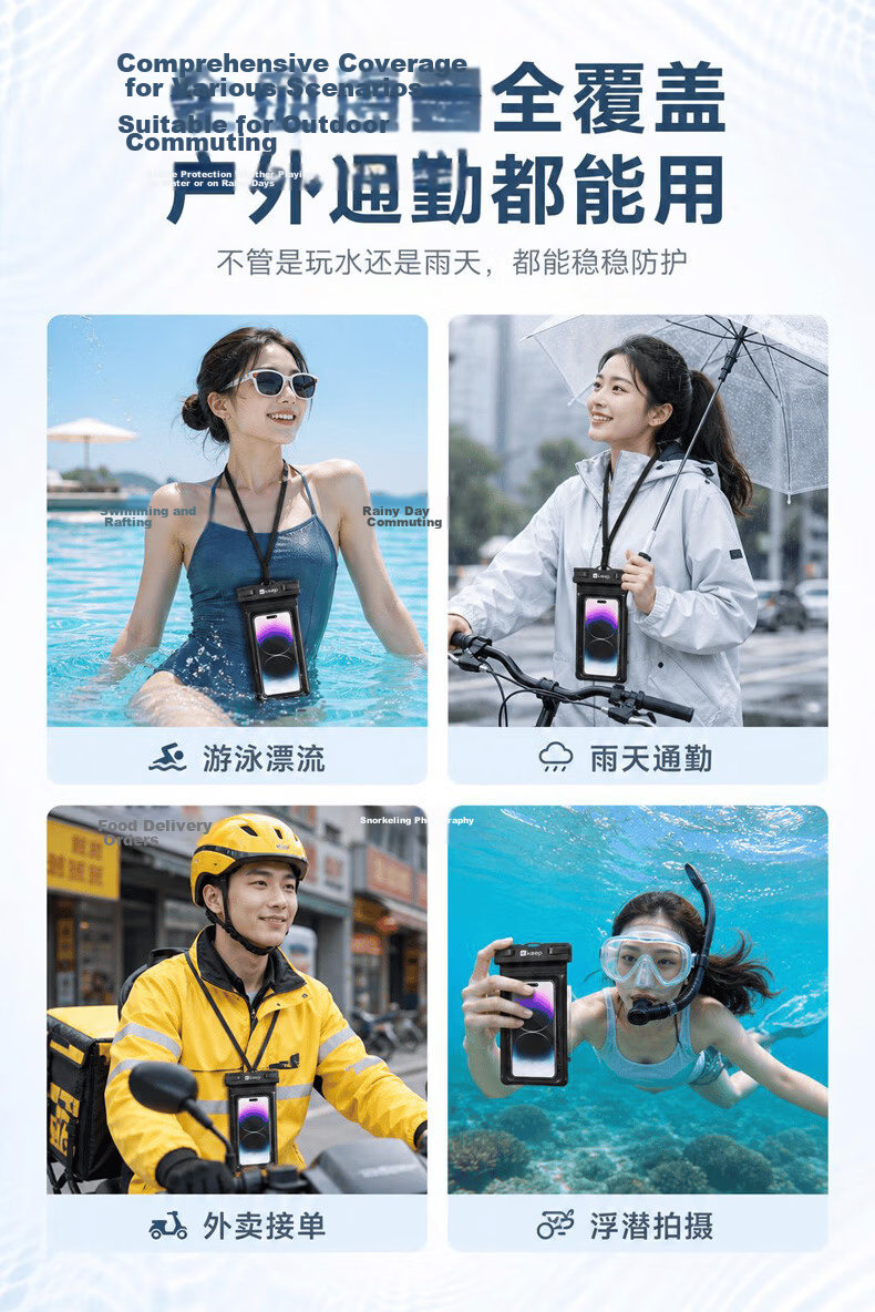 Keep Waterproof Phone Pouch Touchscreen Protective Case Rainproof Waterproof Bag for Delivery Riders Black 9
