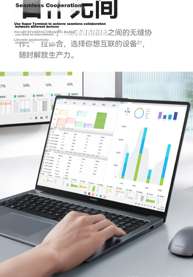 Huawei MateBook D 16 V20R102 Pre-installed Windows Lightweight Laptop 13th Gen Standard Voltage Core i5 16GB 1TB Moonlight Silver 15