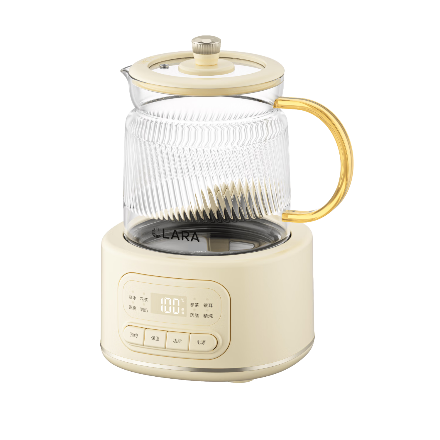CLARA Mini Health Pot KN Model Health Cup All-Glass 0.8L Small Electric Stew Cup Electric Heating Cup for Brewing Flower Tea Office Milk Heating Device [Basic Model]