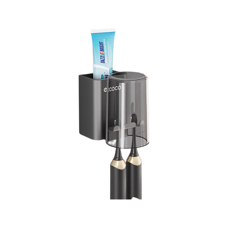 Ecoco Toothbrush Holder Space Aluminum No-Drill Bathroom Rinse Cup Tooth Cup Wall-Mounted Electric Toothbrush Rack