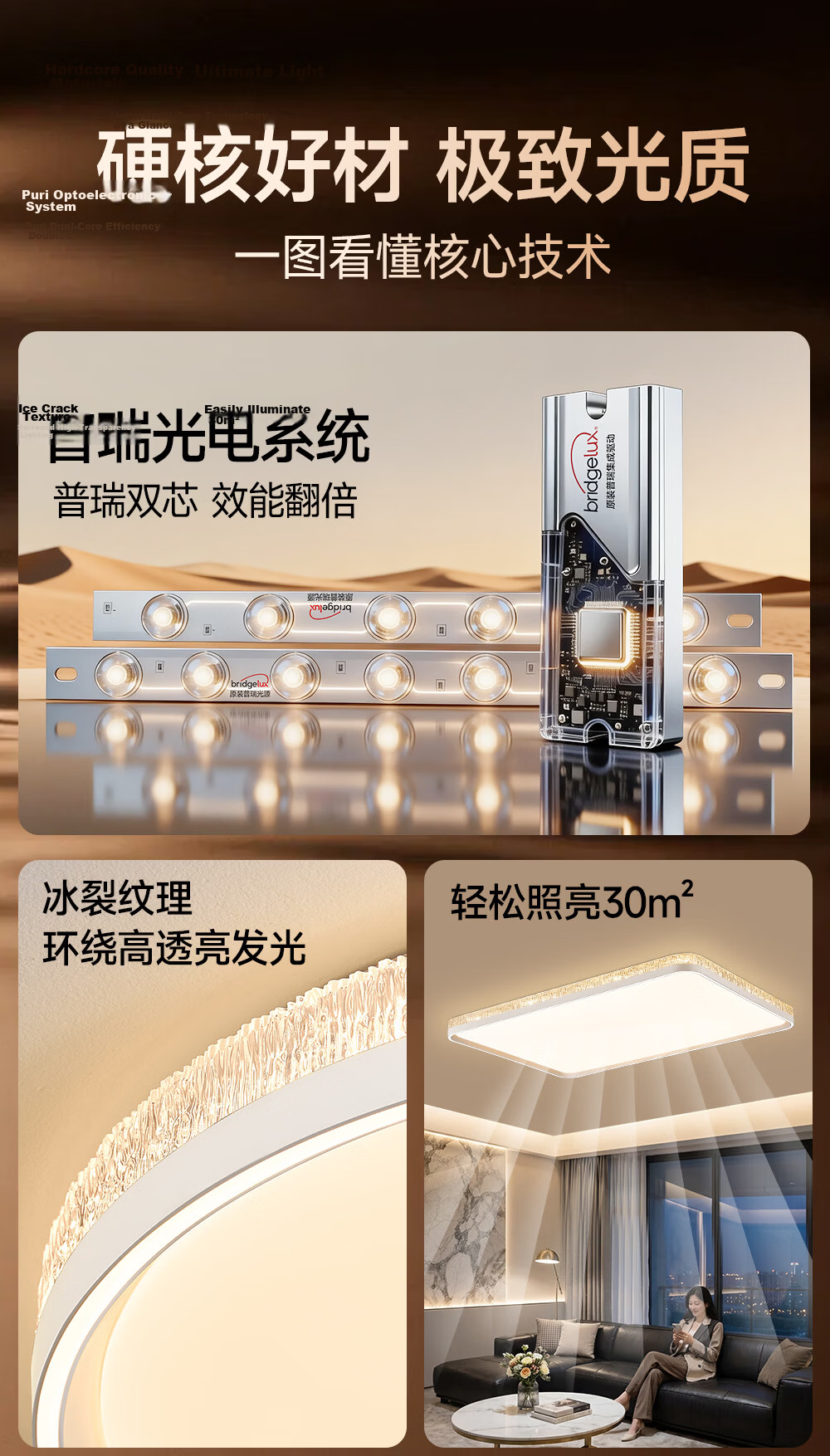 HP Living Room Ceiling Light LED Eye Protection Luxury Zhongshan Whole House Lighting Set Zhenzhiguang 2