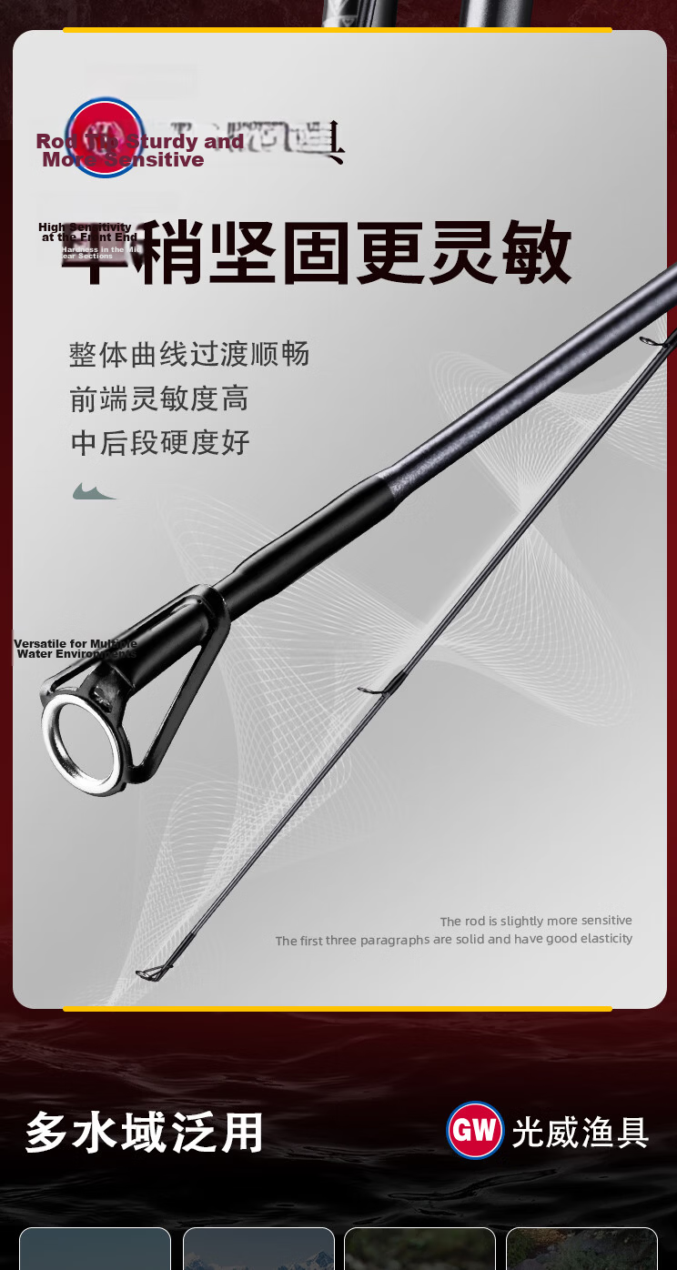 Guangwei [Lure Fishing Set with Line and Bait] Leopard Shadow Lure Rod Straight Handle Smooth Blackfish Bass 2.1ML Fast Action 3